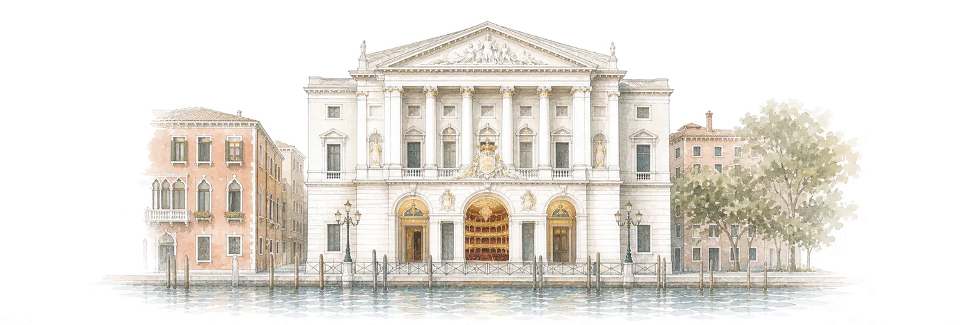 Watercolor illustration of Teatro La Fenice