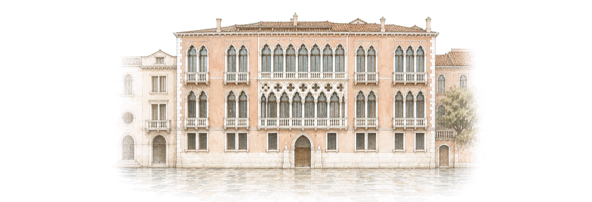 Watercolor exterior of Ruzzini Palace