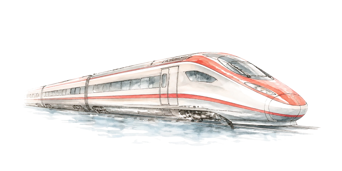 Watercolor Frecciarossa high-speed train