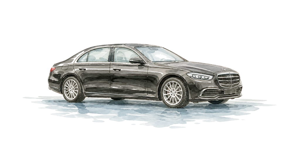 Watercolor private transfer car